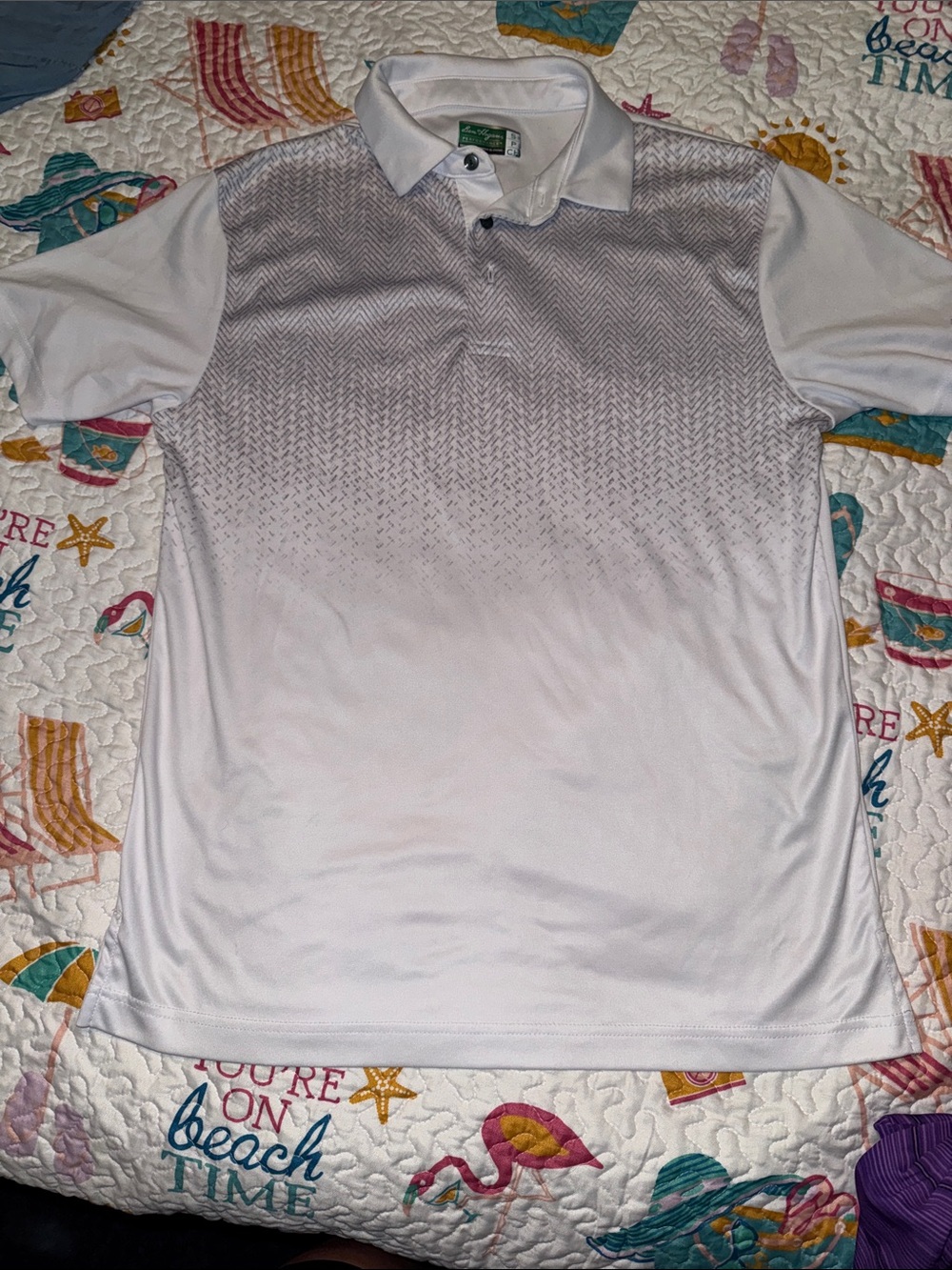 White Golf Polo Shirt with Subtle Gray Gradient
